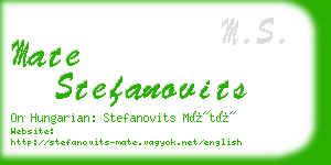 mate stefanovits business card